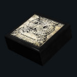Cute Vintage Owl On Antique Music Sheet Gift Box<br><div class="desc">Wedding Black Lacquer Keepsake Custom Designer Personalised Jewellery Box or Memory Box Elegant Unique Wedding Anniversary  Christmas Gifts or Valentines Day Gifts</div>