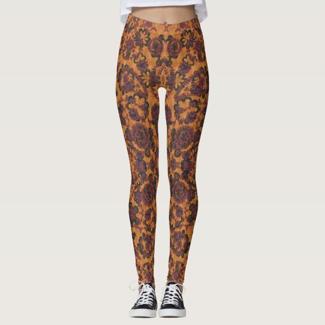 Cute vintage paisley seamless patterns design legg leggings (Front)
