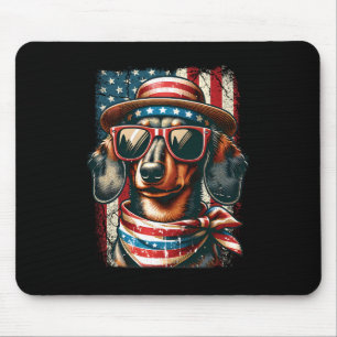 Cute Vintage Patriotic Dachshund Dog Retro 4th Of Mouse Pad