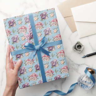Cute Vintage Pink and White Floral Peony Pattern  Wrapping Paper