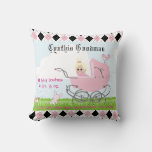 Cute Vintage Pink Baby Girl Carriage Cushion