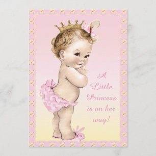 Cute Vintage Princess Floral Baby Shower Invitation