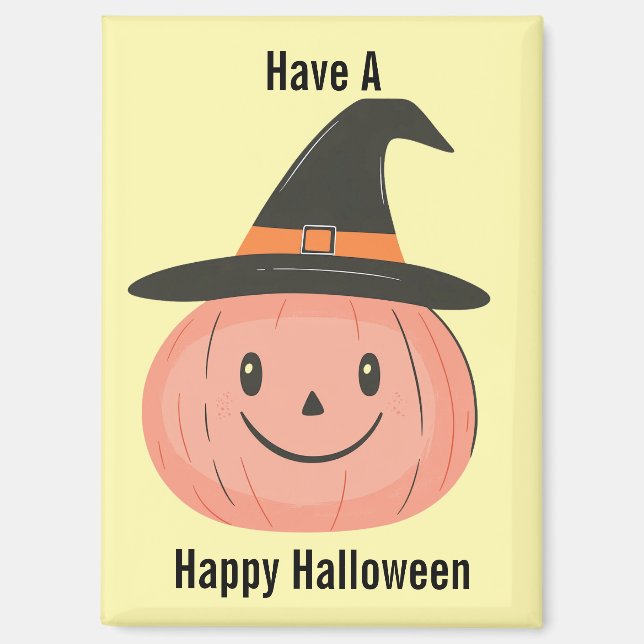 Cute Vintage Pumpkin Witch Magnet (Front)