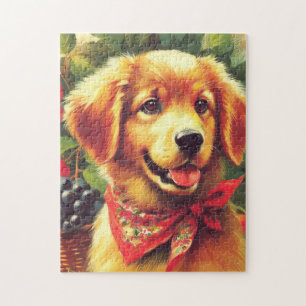 Cute Vintage Puppie Portrait Jigsaw Puzzle
