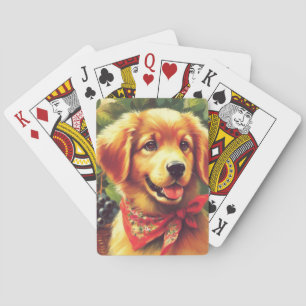 Cute Vintage Puppie Portrait Playing Cards