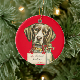 Cute vintage puppy dog Christmas Art Ceramic Tree Decoration