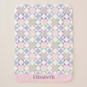 Cute Vintage Quilt Design Custom Girl Name Sherpa Blanket