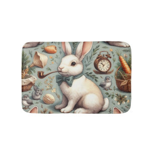 Cute Vintage Rabbit Bath Mat