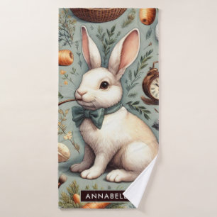 Cute Vintage Rabbit Bath Towel