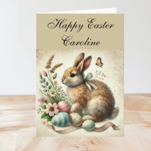 Cute Vintage Rabbit Bunny Hare Easter Floral
