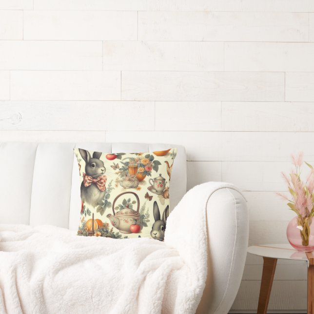 Cute Vintage Rabbit Painting Cushion (Couch)