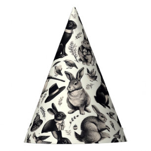 Cute Vintage Rabbit Pattern Party Hat