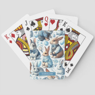 Cute Vintage Rabbit Seamless Playing Cards