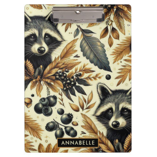 Cute Vintage Racoon Pattern Clipboard