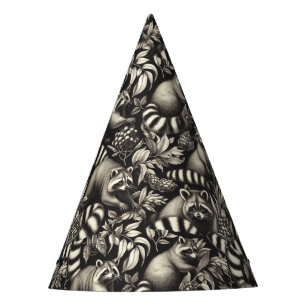 Cute Vintage Racoon Seamless Party Hat