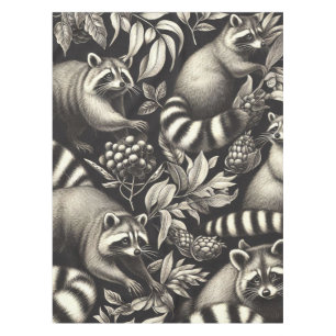 Cute Vintage Racoon Seamless Tablecloth
