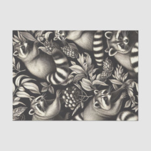 Cute Vintage Racoon Seamless Tissue Paper