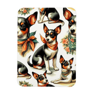 Cute Vintage Rat Terrier Seamless Magnet