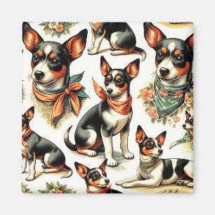 Cute Vintage Rat Terrier Seamless Magnet