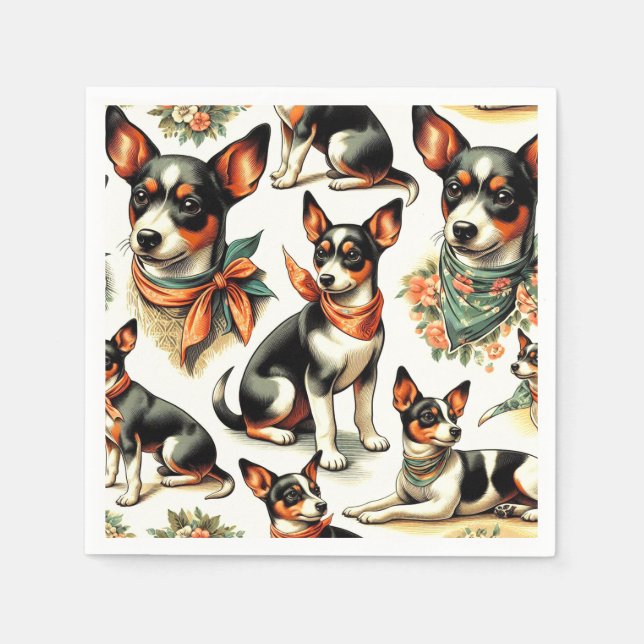 Cute Vintage Rat Terrier Seamless Napkin (Front)