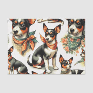Cute Vintage Rat Terrier Seamless Tissue Paper