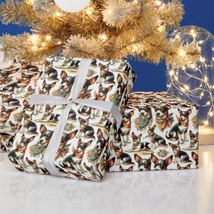 Cute Vintage Rat Terrier Seamless Wrapping Paper