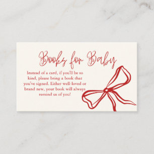 Cute Vintage Red Bow Books for Baby  Enclosure Card