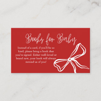 Cute Vintage Red Bow Books for Baby  Enclosure Card