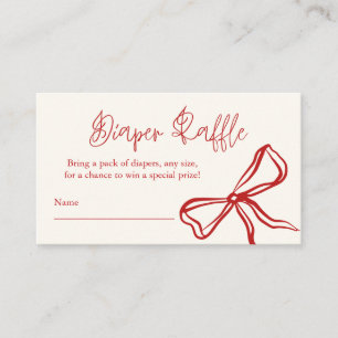 Cute Vintage Red Bow Diaper Raffle Enclosure Card