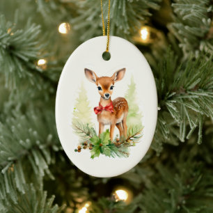 Cute Vintage Reindeer Ceramic Tree Decoration
