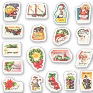 Cute Vintage Retro Christmas Envelope Seals Set