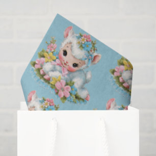 Cute Vintage Retro Easter Lamb Decoupage Tissue Paper