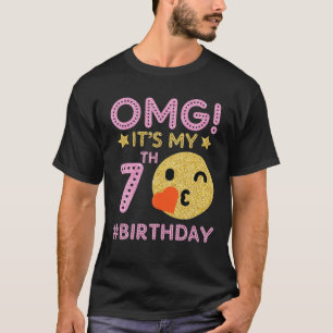 Cute Vintage Retro Emotion Face OMG It's My 7th Bi T-Shirt