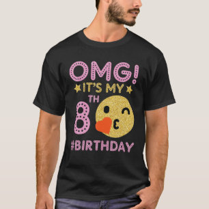 Cute Vintage Retro Emotion Face OMG It's My 8th Bi T-Shirt