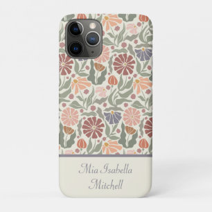 Cute Vintage Retro Flowers Customisable Name Case-Mate iPhone Case