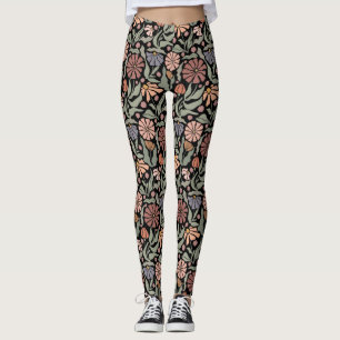Cute Vintage Retro Flowers Leggings