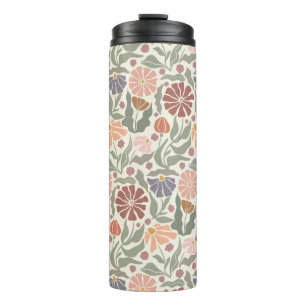 Cute Vintage Retro Flowers Thermal Tumbler
