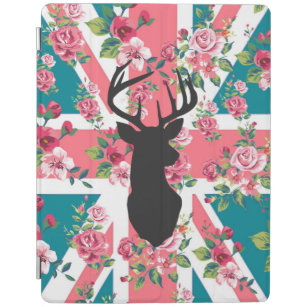 Cute vintage roses U.K. Union Jack Flag deer head iPad Smart Cover
