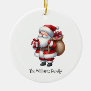 Cute Vintage Santa Claus Christmas  Ceramic Tree Decoration