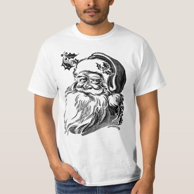 Cute Vintage Santa Claus White Beard T-Shirt (Front)