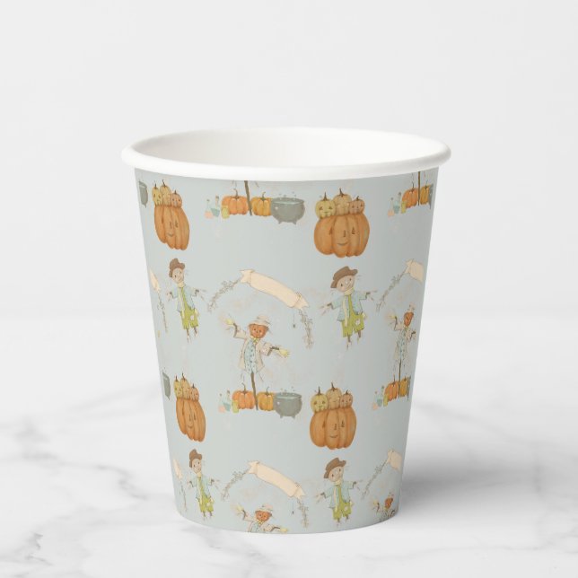 Cute Vintage scarecrow halloween bash Paper Cups (Front)