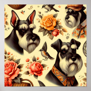 Cute Vintage Schnauzer  Poster