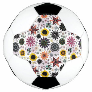 Cute vintage seamless flowers pattern soccer ball