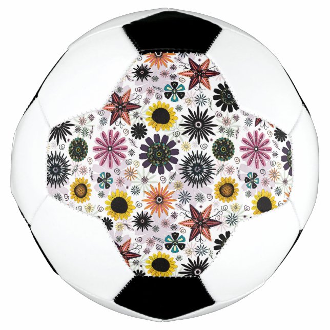 Cute vintage seamless flowers pattern soccer ball (Front)