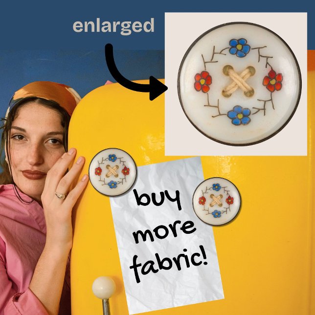 Cute Vintage Sewing Button Magnet (A cute vintage sewing button magnet! Choice of sizes available.)