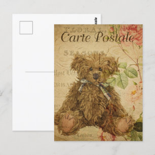 Cute Vintage Shaggy Teddy Bear Postcard