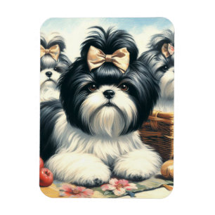 Cute Vintage Shih-Tzu Painting Magnet