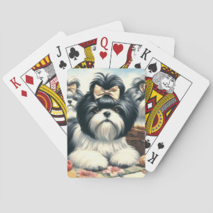 Cute Vintage Shih-Tzu Painting Playing Cards
