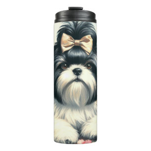 Cute Vintage Shih-Tzu Painting Thermal Tumbler