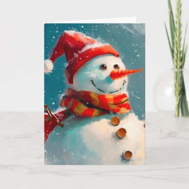 Cute Vintage Snowman Christmas Card (Front)